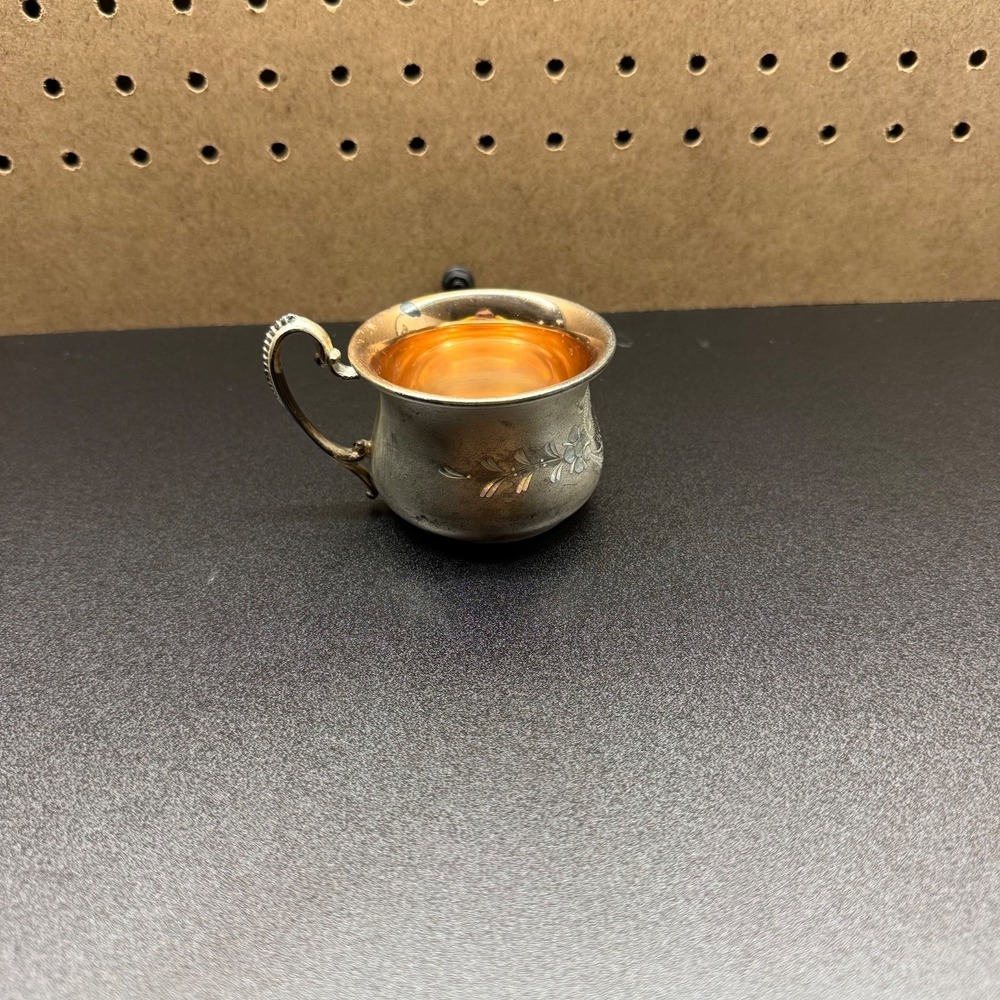 Antique ROCKFORD SILVER PLATE CO Etched Cup Mug Quadruple 404